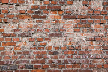 Old rough brick wall weathered