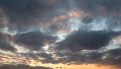 Cloudy sky in sunset colors