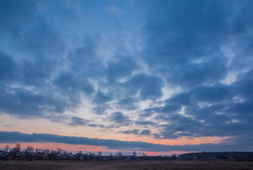 The sky at sunset over countryside