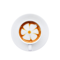 Latte Coffee art on the white background