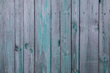 Fototapeta premium Wooden fence painted in green color
