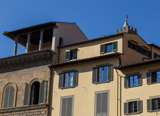 Obraz premium Facades of Florence, a fragment of the walls and windows with the characteristic finish