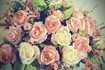 Beautiful plastic flowers vintage tone style for postcard.