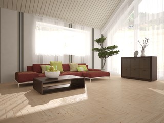 White interior design of living room