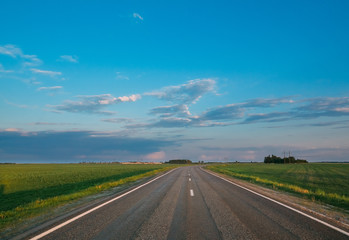 Fototapeta premium Landscape freeway and fields in the countryside