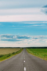Fototapeta premium Landscape with a straight open highway and the field