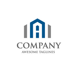 Fototapeta premium Letter A Real Estate Logo Design. Creative abstract real estate icon with letter A logo vector 