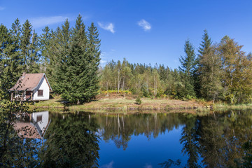 Fototapeta premium Étang de Haute-Saône en automne 