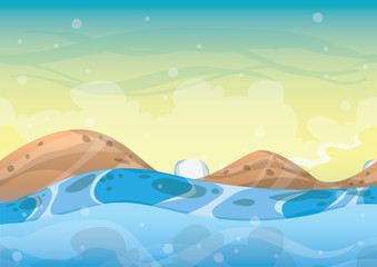 cartoon vector sea background with separated layers for game art and animation game design asset in 2d graphic
