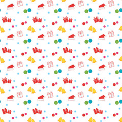 Seamless christmas pattern. Color vector background. New year decorations.