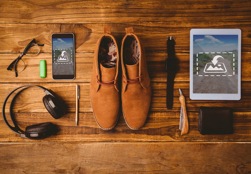 Assorted Lifestyle Products on Table Mockup