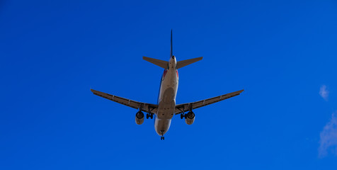 Naklejka premium Airplane in a blue sky