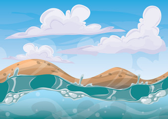 Obraz na płótnie Canvas cartoon vector sea background with separated layers for game art and animation game design asset in 2d graphic