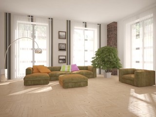 Fototapeta premium White interior design with sofa