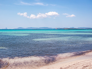 Fototapeta na wymiar View of Ibiza from Ses Illetes beach