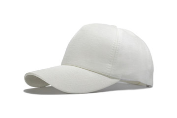 Closeup of the fashion white cap isolated on white background.