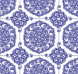 Contour illustration, seamless pattern, flowers, design element, doodle style, patterns, fantasy style, vector, mandala.