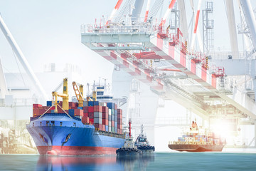 Logistics import export background and transportation industry of international container cargo...