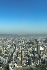 OSAKA JAPAN - 15 OCTOBER, 2016: Osaka city view from Abeno Harukas building in Tennoji. Abeno Harukas is a multi-purpose commercial facility and is the tallest building in Japan.