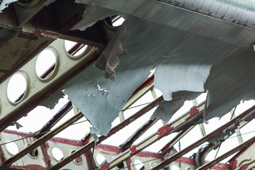 Broken wings of the old biplane.