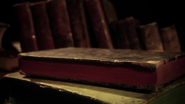 Stacks of old books.