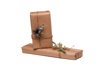 Parcels gift box with kraft paper