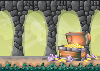 cartoon vector cave with separated layers for game and animation game design asset