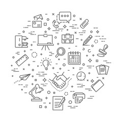 Corporate business concept illustration, thin line, flat design