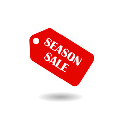 Season Sale Tag icon. red isolated with shadow. Flat design style. vector illustration