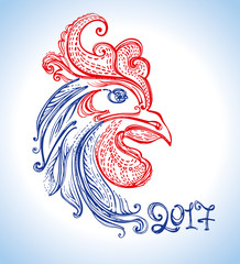 Hand drawn Rooster 2017.