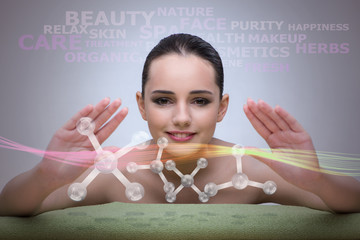 Woman in spa pressing buttons