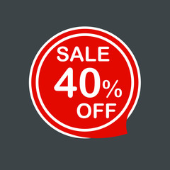 Sale tag, label ticket, label, stamp, sticker 40% OFF square red web vector illustration