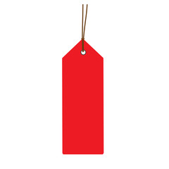 Empty red sale price tag. Vertical alignment Sale tag. Vector illustration.