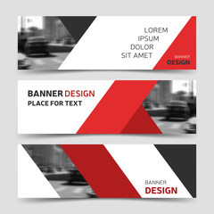 Set of red horizontal business banner templates. Corporate identity