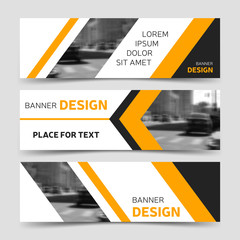 Set of yellow horizontal business banner templates. Corporate identity