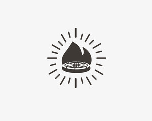 Pizza logo design. Pizzeria vector label, badge, logotype. Italian food court hipster creative sign symbol.