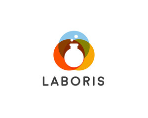 Lab vector logo. Flask logotype. Science education creative sign symbol icon design