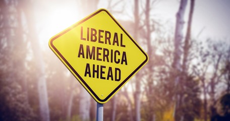 Composite image of liberal america ahead