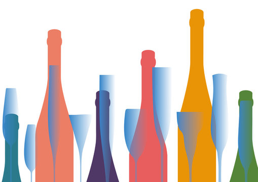 colored silhouettes of bottles of alcohol