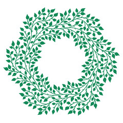 vector, contour, illustration, decor element, branch, wreath, green, leaves
