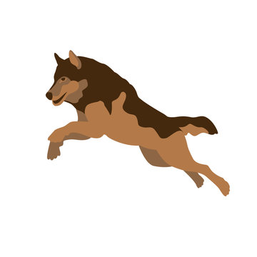 wolf jumping vector illustration style Flat