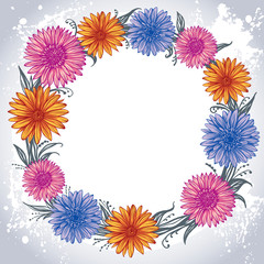 Fototapeta na wymiar colorful flowers laid out in a circle