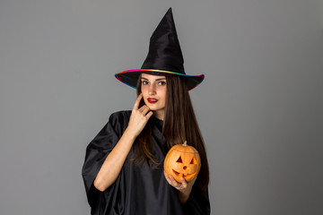 beautiful woman in halloween style clothes