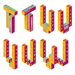 BUILDING TYPES.
ISOMETRIC ALPHABET.