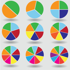 pie graph circle chart set illustration round vector
