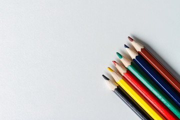 Color pencils isolated on white background.Close up.