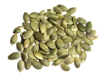 Pumpkin seeds isolated on white background