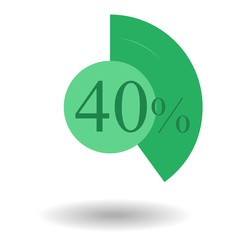 Business colorful pie chart circle graph 40 % green vector illustration