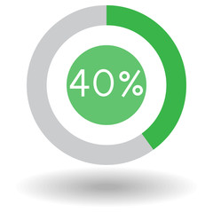 Icon business colorful pie chart circle graph 40 % green vector illustration