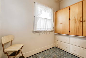 Cabinets close up in empty room of old American house